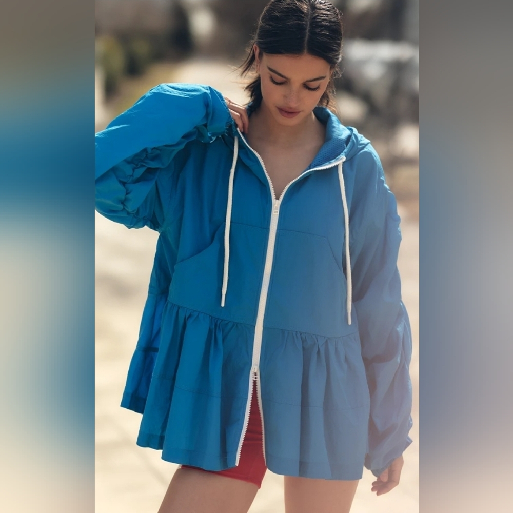 Anthropologie Daily Practice Freestyle Hooded Babydoll Windbreaker Jacket